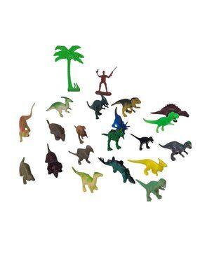 21 Pc Mini Dinosaur Figure Lot T Rex Triceratops Tree Soldier Toys
